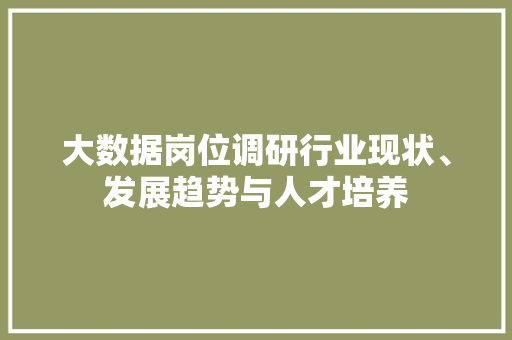 大数据岗位调研行业现状、发展趋势与人才培养  第1张