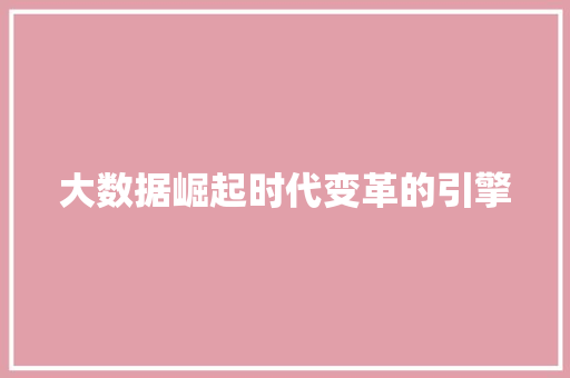 大数据崛起时代变革的引擎