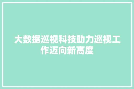 大数据巡视科技助力巡视工作迈向新高度