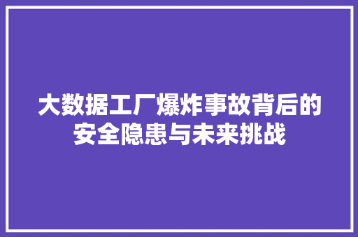 大数据工厂爆炸事故背后的安全隐患与未来挑战