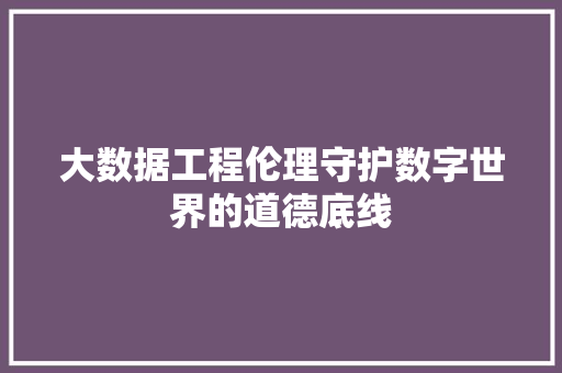 大数据工程伦理守护数字世界的道德底线  第1张