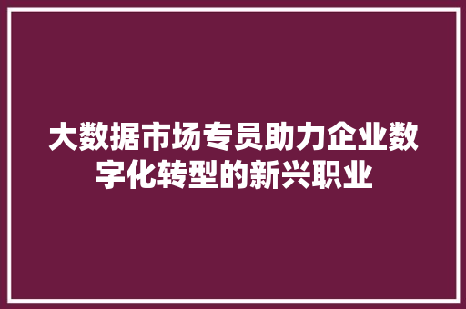 大数据市场专员助力企业数字化转型的新兴职业  第1张