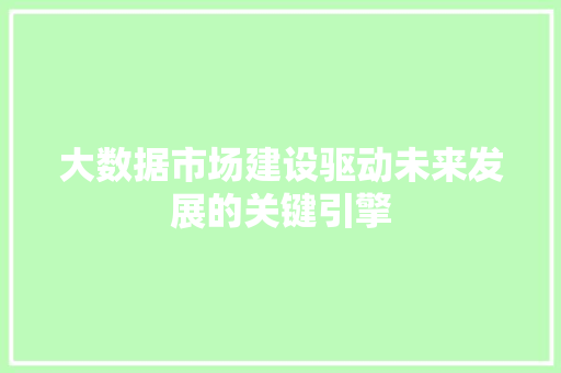 大数据市场建设驱动未来发展的关键引擎