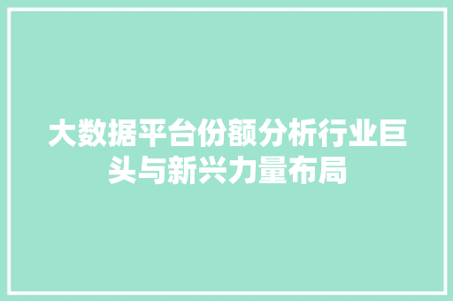 大数据平台份额分析行业巨头与新兴力量布局  第1张
