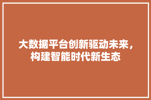 大数据平台创新驱动未来，构建智能时代新生态  第1张