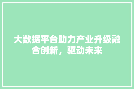 大数据平台助力产业升级融合创新，驱动未来  第1张