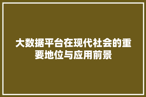 大数据平台在现代社会的重要地位与应用前景  第1张