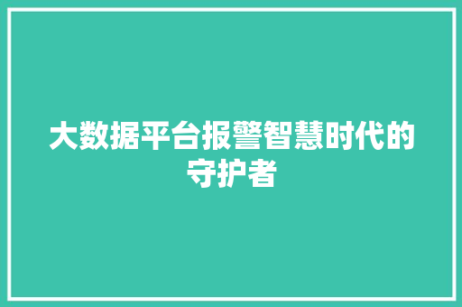 大数据平台报警智慧时代的守护者