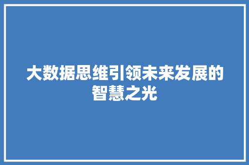 大数据思维引领未来发展的智慧之光  第1张