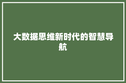 大数据思维新时代的智慧导航  第1张