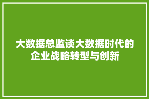 大数据总监谈大数据时代的企业战略转型与创新  第1张