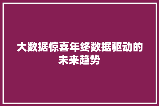 大数据惊喜年终数据驱动的未来趋势