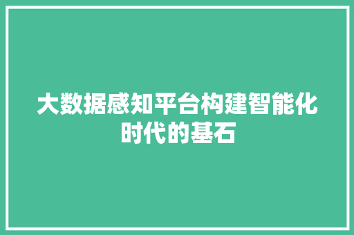 大数据感知平台构建智能化时代的基石  第1张