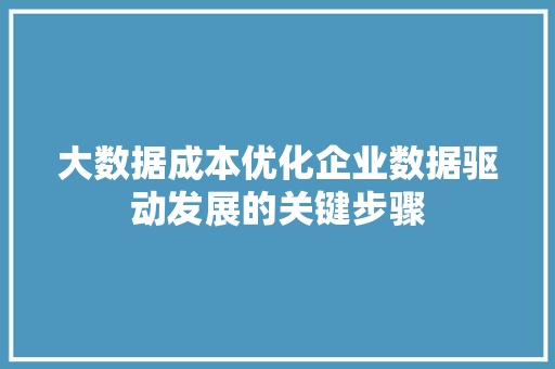大数据成本优化企业数据驱动发展的关键步骤  第1张