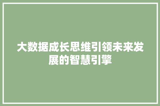 大数据成长思维引领未来发展的智慧引擎  第1张