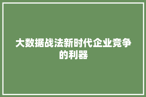大数据战法新时代企业竞争的利器  第1张