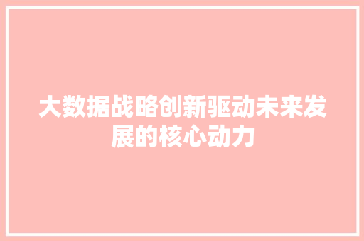 大数据战略创新驱动未来发展的核心动力  第1张