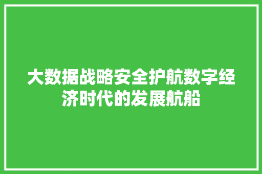 大数据战略安全护航数字经济时代的发展航船