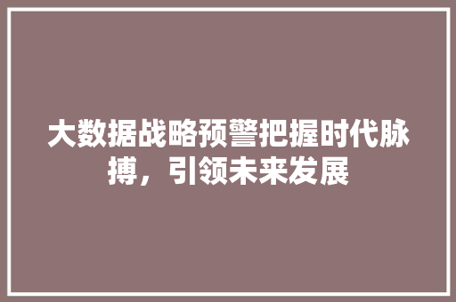 大数据战略预警把握时代脉搏，引领未来发展  第1张