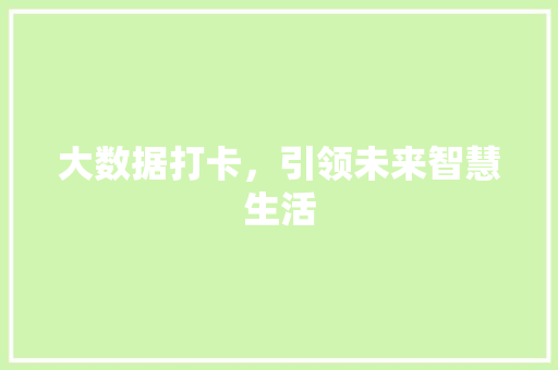 大数据打卡，引领未来智慧生活