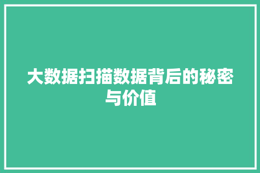 大数据扫描数据背后的秘密与价值
