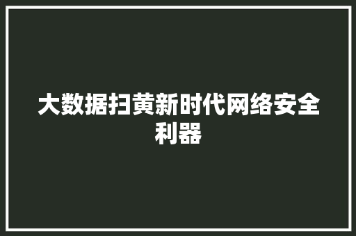 大数据扫黄新时代网络安全利器  第1张