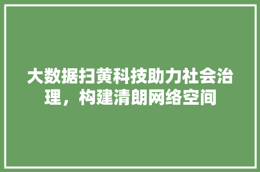 大数据扫黄科技助力社会治理，构建清朗网络空间  第1张