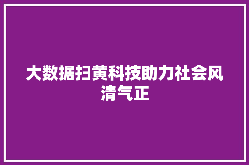 大数据扫黄科技助力社会风清气正  第1张