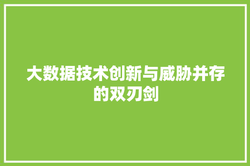 大数据技术创新与威胁并存的双刃剑  第1张