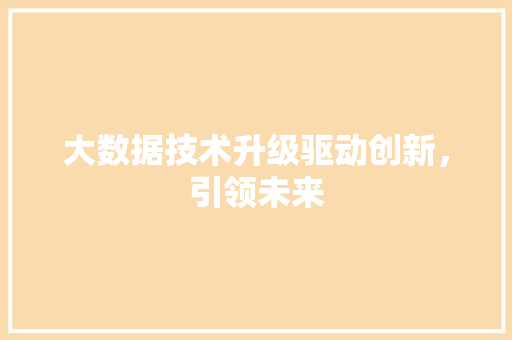 大数据技术升级驱动创新，引领未来