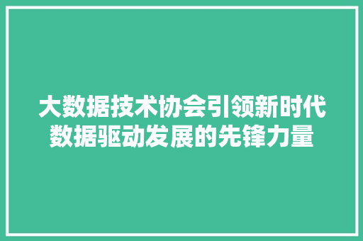 大数据技术协会引领新时代数据驱动发展的先锋力量  第1张