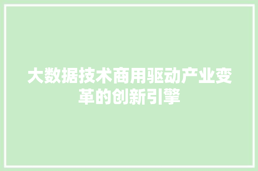 大数据技术商用驱动产业变革的创新引擎