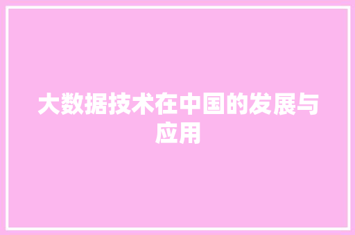大数据技术在中国的发展与应用  第1张