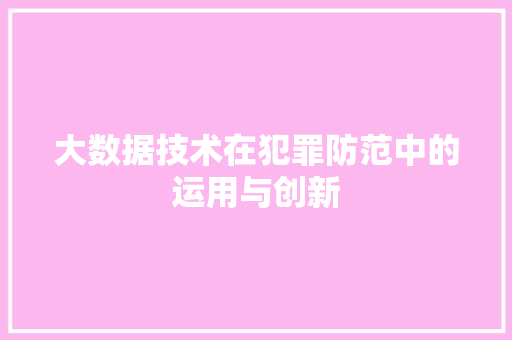 大数据技术在犯罪防范中的运用与创新  第1张