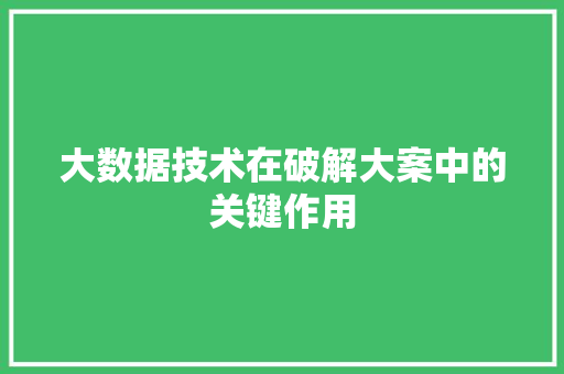 大数据技术在破解大案中的关键作用  第1张