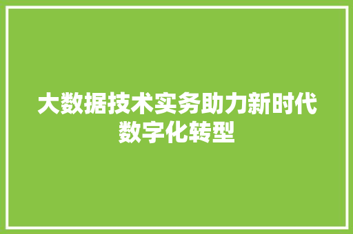 大数据技术实务助力新时代数字化转型