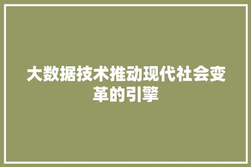 大数据技术推动现代社会变革的引擎