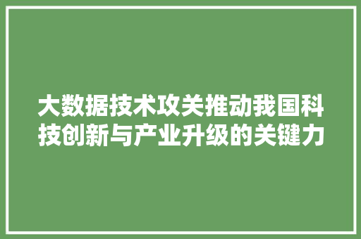 大数据技术攻关推动我国科技创新与产业升级的关键力量