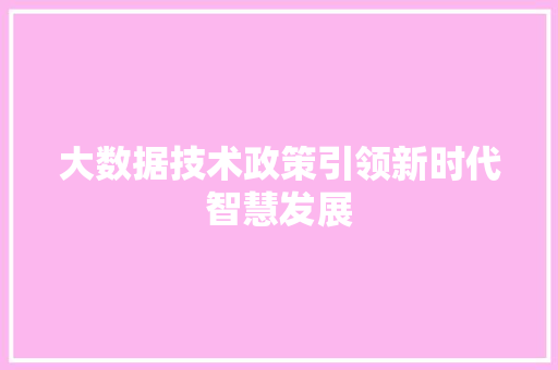 大数据技术政策引领新时代智慧发展