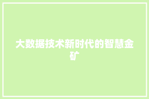 大数据技术新时代的智慧金矿  第1张