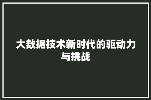 大数据技术新时代的驱动力与挑战  第1张