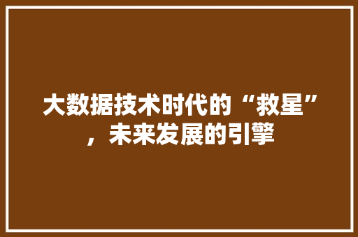 大数据技术时代的“救星”，未来发展的引擎  第1张
