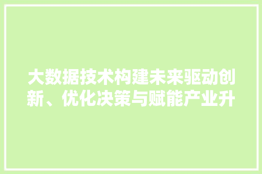 大数据技术构建未来驱动创新、优化决策与赋能产业升级
