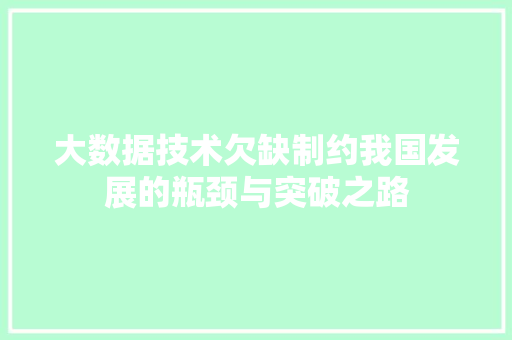 大数据技术欠缺制约我国发展的瓶颈与突破之路