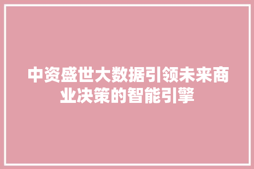中资盛世大数据引领未来商业决策的智能引擎  第1张