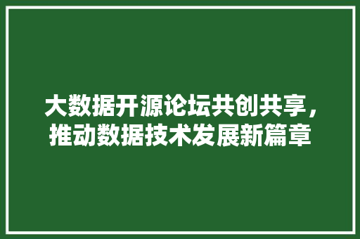 大数据开源论坛共创共享，推动数据技术发展新篇章  第1张