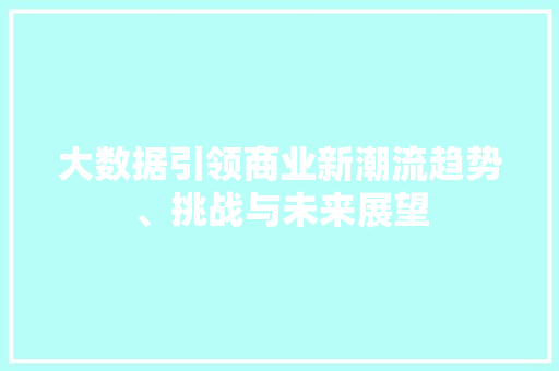 大数据引领商业新潮流趋势、挑战与未来展望  第1张