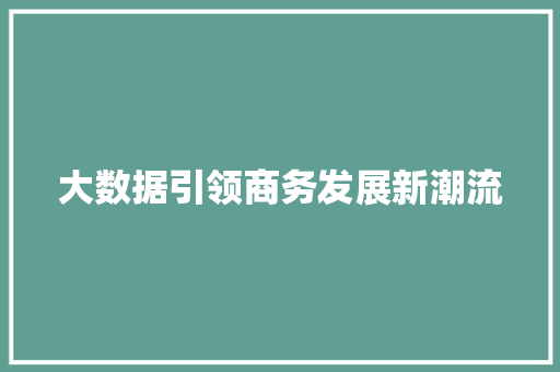 大数据引领商务发展新潮流  第1张