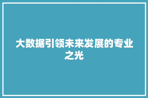 大数据引领未来发展的专业之光  第1张
