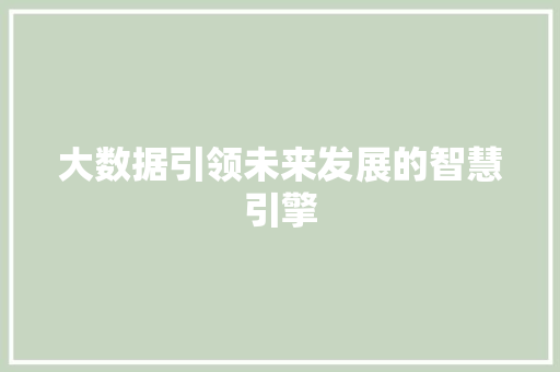 大数据引领未来发展的智慧引擎  第1张